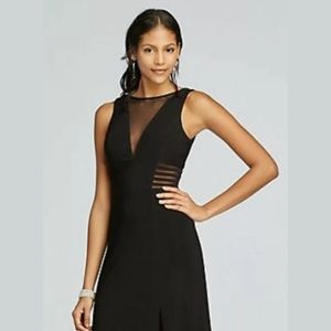 David's Bridal Long Jersey Dress w/Illusion V-Neck